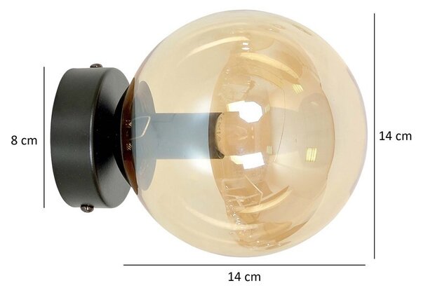 Lampada da Parete ROSSI K1 BL E14 GrafiteTrasparente Miele