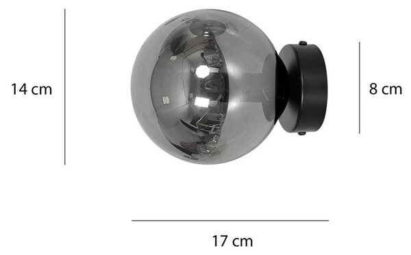 Lampada da Parete ROSSI K1 BL E14 GrafiteTrasparente Miele