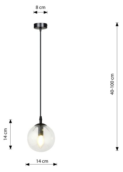 Lampada a sospensione COSMO 1 BL in acciaio e vetro E14