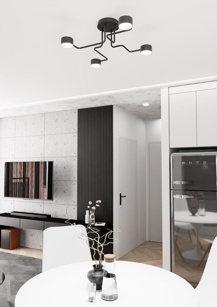 Lampada da soffitto in acciaio KURAGE 4 nera 4xGX53