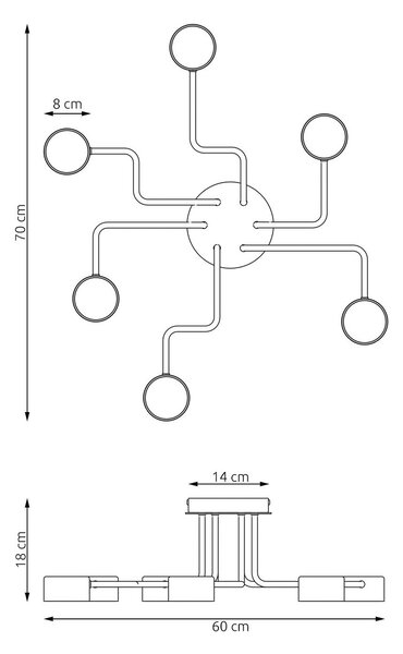 Lampada da soffitto in acciaio KURAGE 6 nera 6xGX53