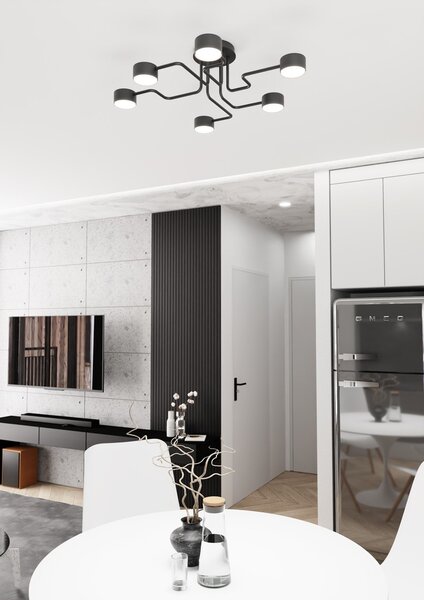 Lampada da soffitto in acciaio KURAGE 6 nera 6xGX53