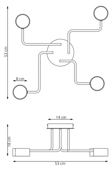Lampada da soffitto in acciaio KURAGE 4 nera 4xGX53