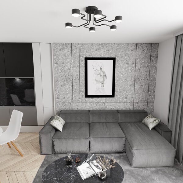 Lampada da soffitto in acciaio KURAGE 6 nera 6xGX53