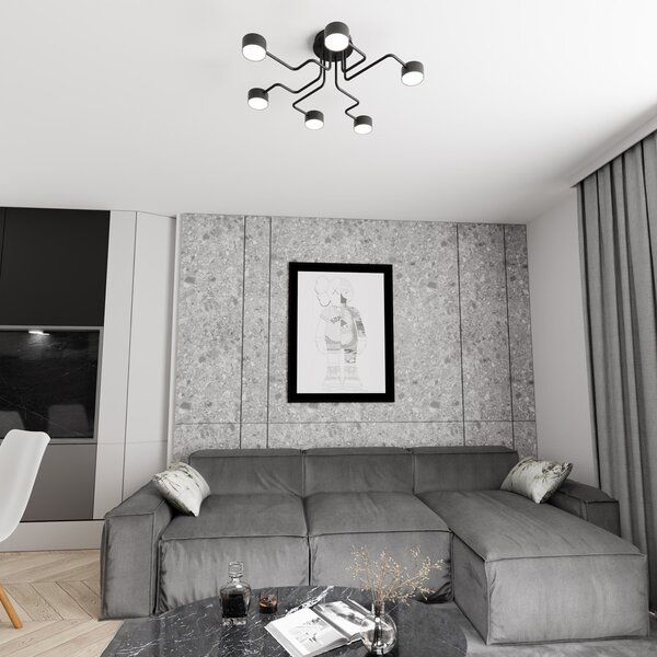 Lampada da soffitto in acciaio KURAGE 6 nera 6xGX53