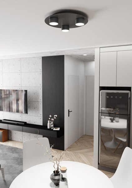 Lampada da soffitto in acciaio BOLX 3 nera 3xGX53