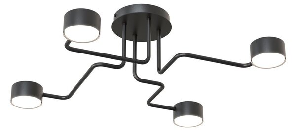 Lampada da soffitto in acciaio KURAGE 4 nera 4xGX53