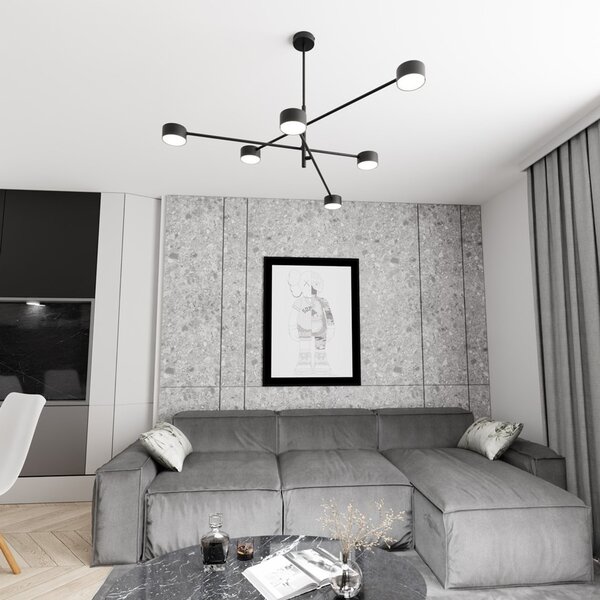Lampadario da soffitto in acciaio NATSU 6 nero 6xGX53