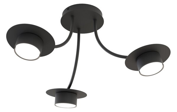 Lampada a soffitto in acciaio ENSO 3 nero da interno 3xGX53