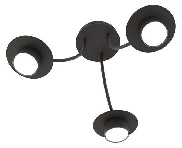 Lampada a soffitto in acciaio ENSO 3 nero da interno 3xGX53