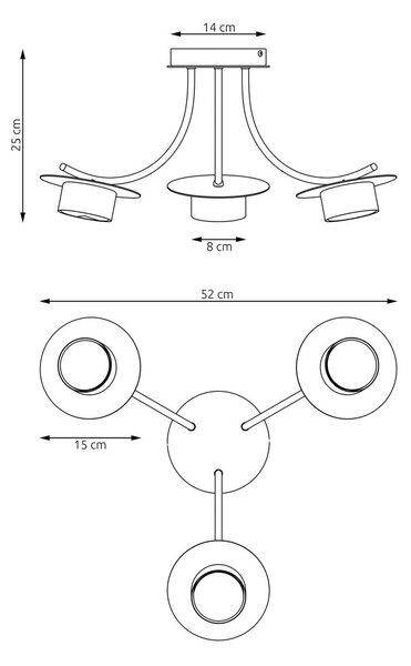 Lampada a soffitto in acciaio ENSO 3 nero da interno 3xGX53