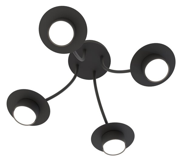 Lampada a soffitto in acciaio ENSO 4 nero da interno 4xGX53