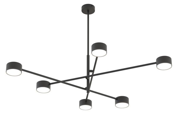Lampadario da soffitto in acciaio NATSU 6 nero 6xGX53