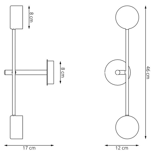 Lampada da parete in acciaio NATSU K2 nero 2xGX53