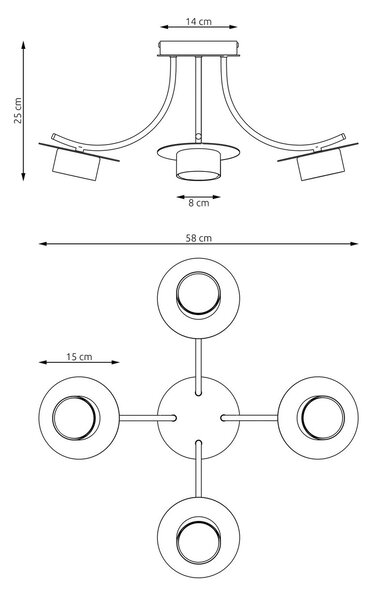 Lampada a soffitto in acciaio ENSO 4 nero da interno 4xGX53