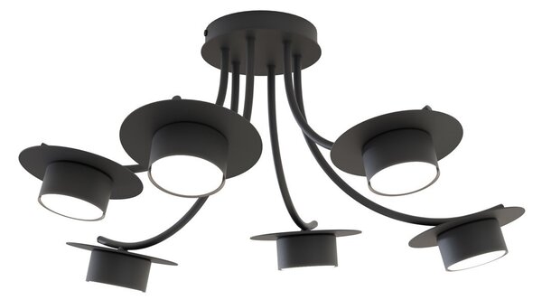 Lampadario a soffitto in acciaio ENSO 6 nero da interno 6xGX53