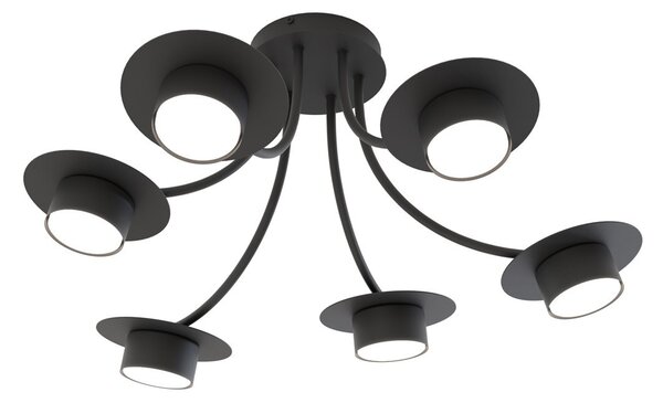 Lampadario a soffitto in acciaio ENSO 6 nero da interno 6xGX53