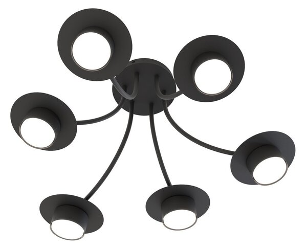 Lampadario a soffitto in acciaio ENSO 6 nero da interno 6xGX53