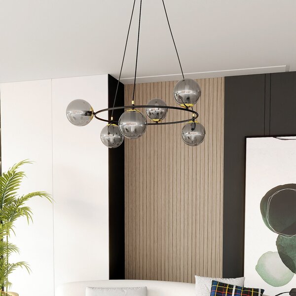 Lampadario a Sospensione AZURA 6 in Acciaio e Vetro 6xE14