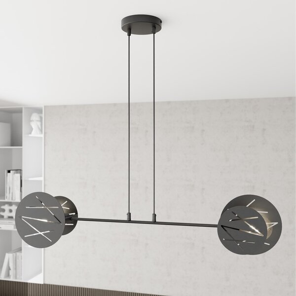 Lampada a sospensione in acciaio XOTIC 2 nero 2xE27