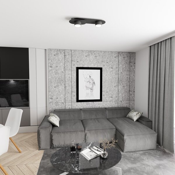 Lampada da soffitto in acciaio STILO 2 nera da interno 2xGX53