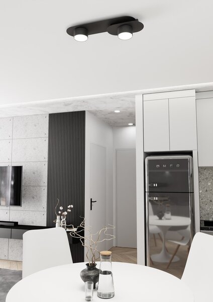 Lampada da soffitto in acciaio STILO 2 nera da interno 2xGX53