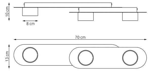 Lampada da soffitto in acciaio STILO 3 nera da interno 3xGX53