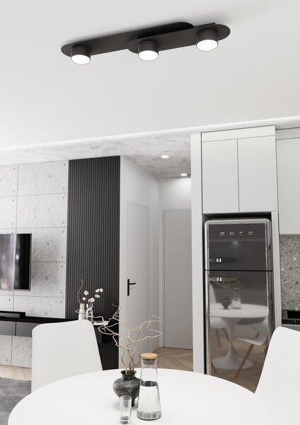 Lampada da soffitto in acciaio STILO 3 nera da interno 3xGX53