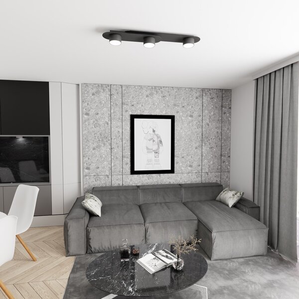 Lampada da soffitto in acciaio STILO 3 nera da interno 3xGX53