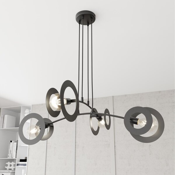 Lampadario a sospensione in acciaio EUFORIA 4 nero 4xE27