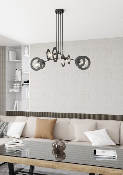 Lampadario a sospensione in acciaio EUFORIA 4 nero 4xE27