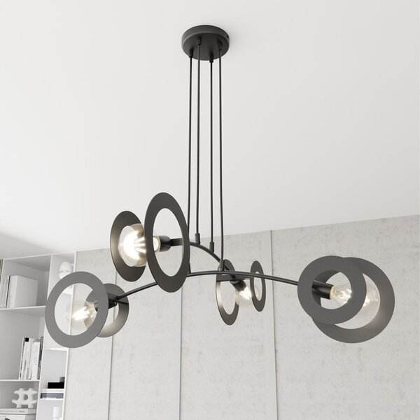 Lampadario a sospensione in acciaio EUFORIA 4 nero 4xE27