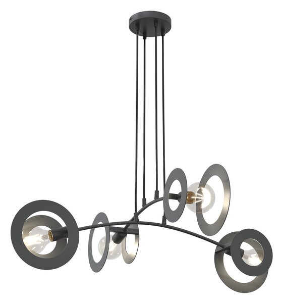 Lampadario a sospensione in acciaio EUFORIA 4 nero 4xE27