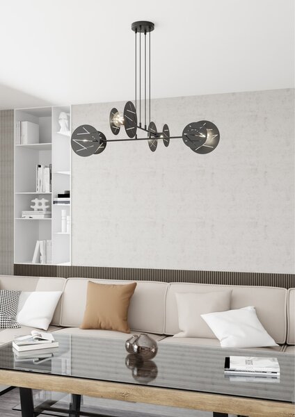 Lampadario a sospensione in acciaio XOTIC 4 nero 4xE27