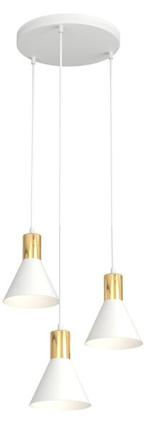 Lampada a sospensione in acciaio ROSA 3 nero/bianco e oro 3xE14