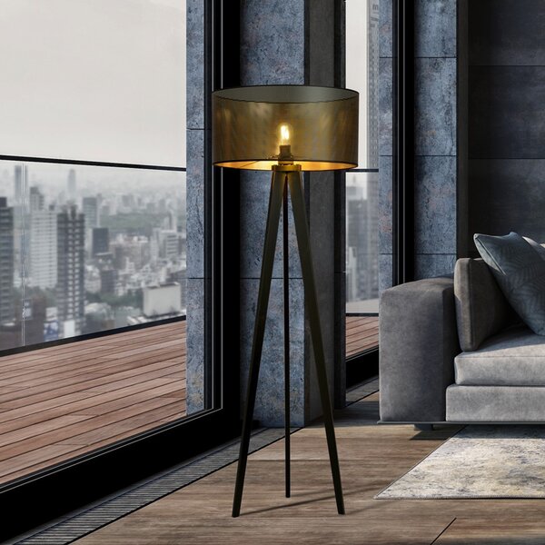 Lampada da Terra in Acciaio e Tessuto ASTON 1 E27