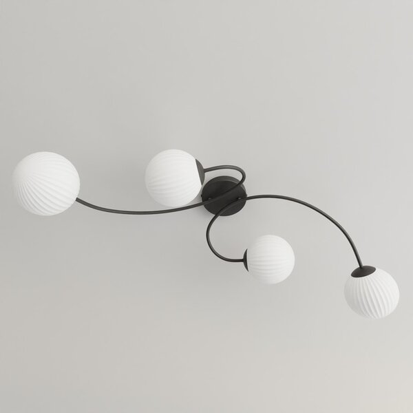Lampada da soffitto in acciaio e vetro VIBRA 4 da interno 4xE14