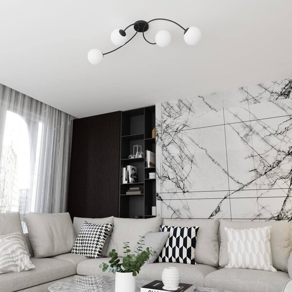 Lampada da soffitto in acciaio e vetro VIBRA 4 da interno 4xE14