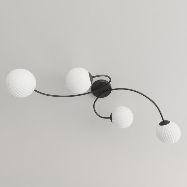 Lampada da soffitto in acciaio e vetro VIBRA 4 da interno 4xE14