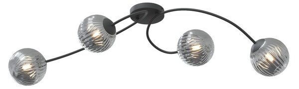 Lampada da soffitto in acciaio e vetro VIBRA 4 da interno 4xE14