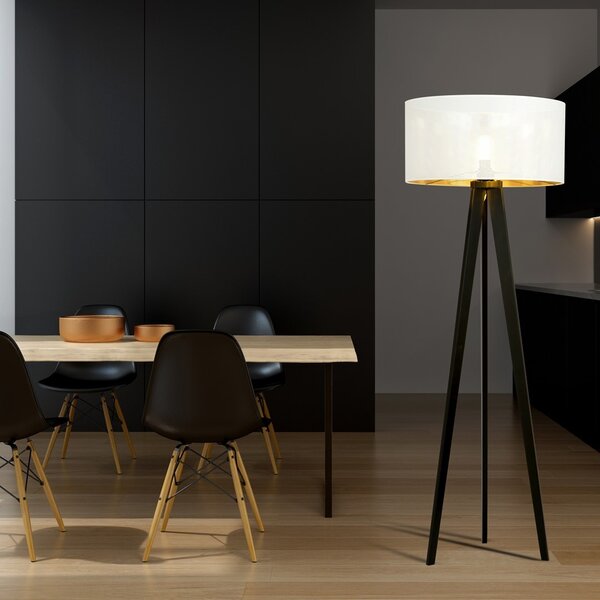 Lampada da Terra in Acciaio e Tessuto ASTON 1 E27