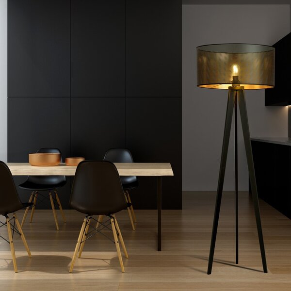 Lampada da Terra in Acciaio e Tessuto ASTON 1 E27