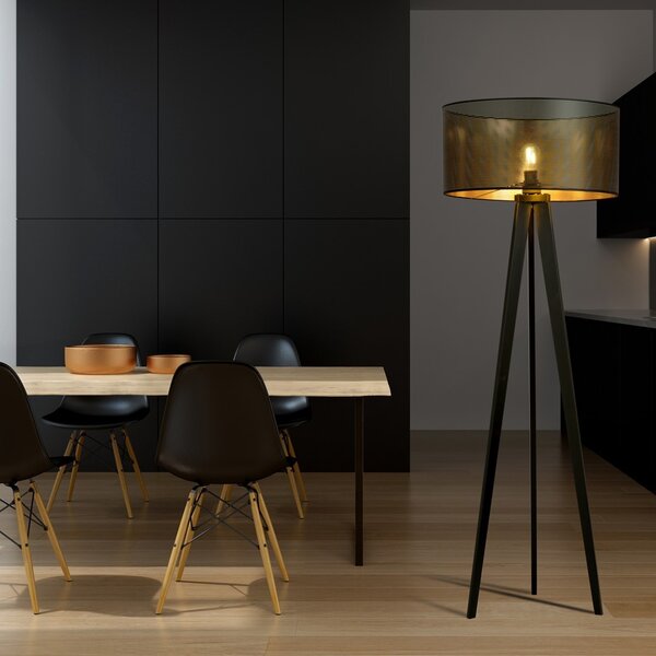 Lampada da Terra in Acciaio e Tessuto ASTON 1 E27
