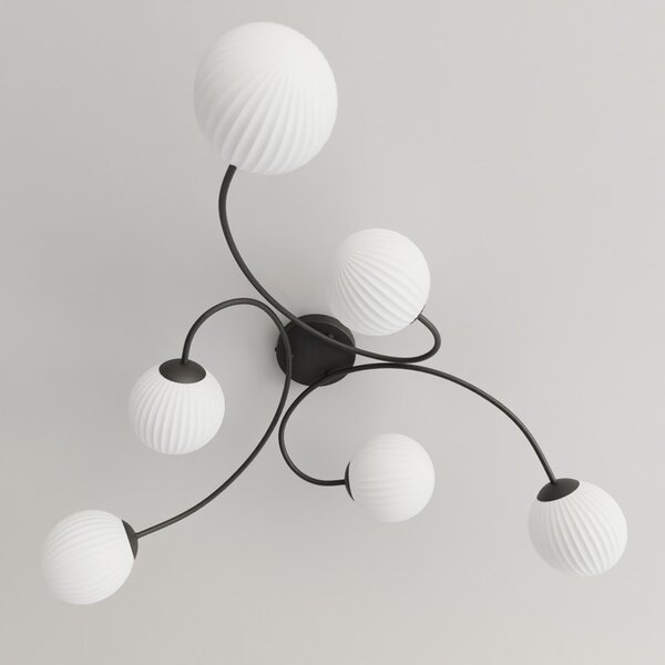 Lampada da soffitto in acciaio e vetro VIBRA 6 da interno 6xE14
