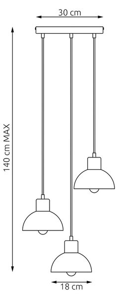Lampada a sospensione SECO 3 PREMIUM in acciaio e legno 3xE27