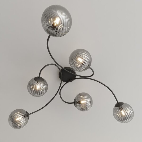 Lampada da soffitto in acciaio e vetro VIBRA 6 da interno 6xE14