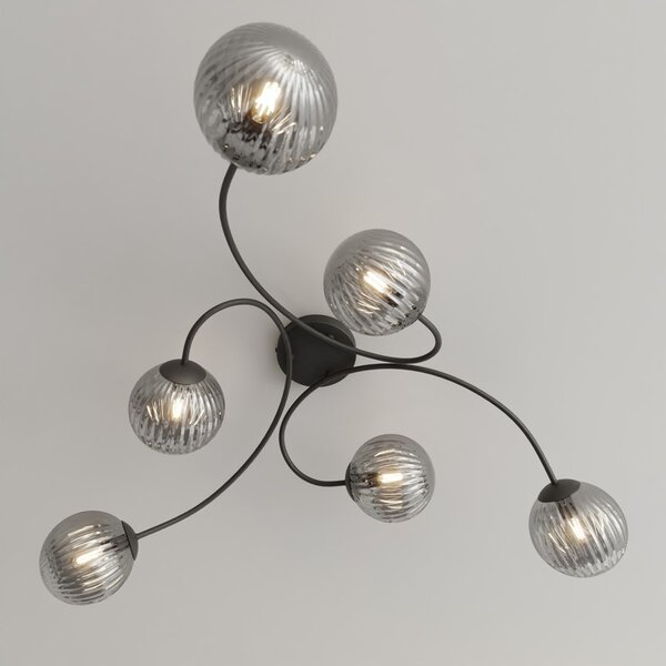 Lampada da soffitto in acciaio e vetro VIBRA 6 da interno 6xE14