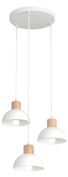 Lampada a sospensione SECO 3 PREMIUM in acciaio e legno 3xE27