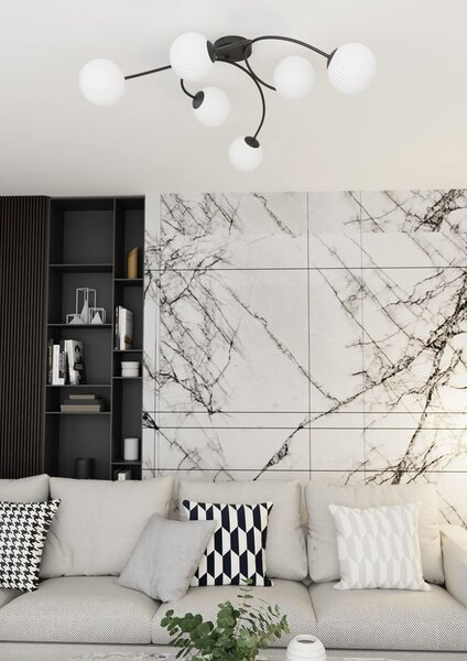 Lampada da soffitto in acciaio e vetro VIBRA 6 da interno 6xE14
