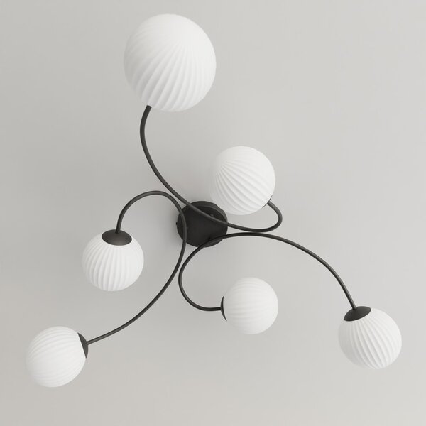 Lampada da soffitto in acciaio e vetro VIBRA 6 da interno 6xE14